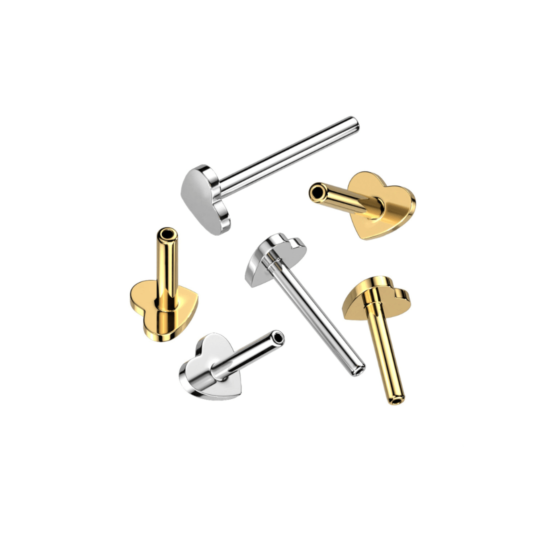 Titanium Threadless Labret w/Heart Shaped Base - Peterson MADE